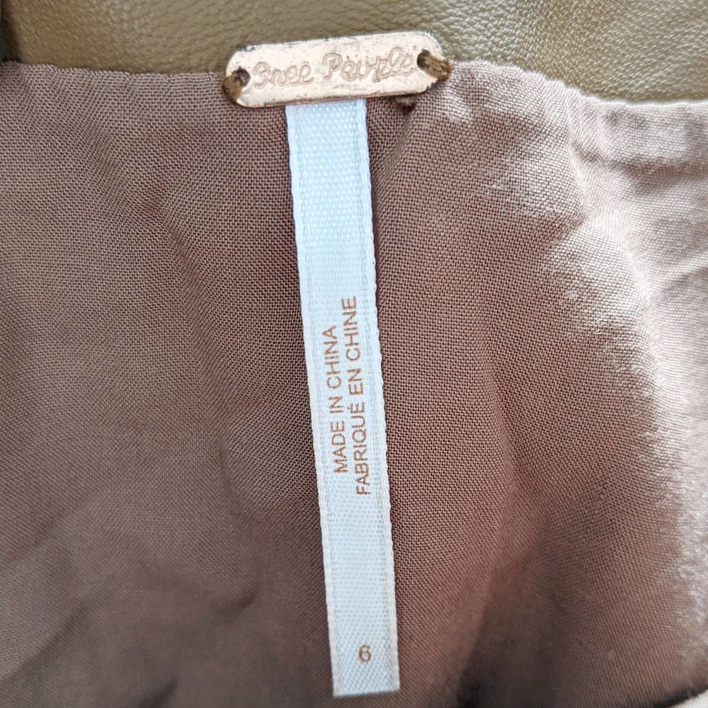 FREE PEOPLE • Oh Snap Cognac Vegan Leather Skirt 6 - Picture 6 of 9